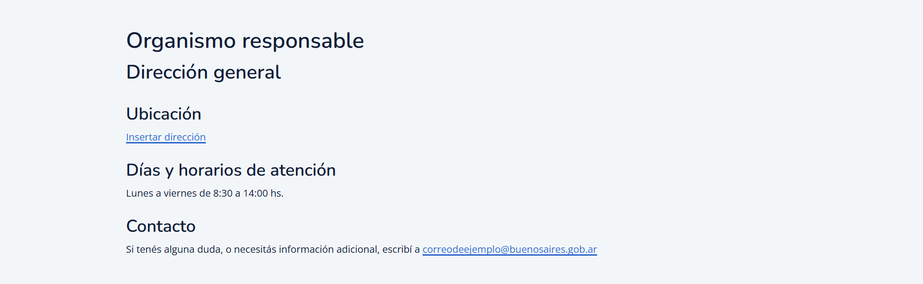 Ejemplo de organismo responsable
